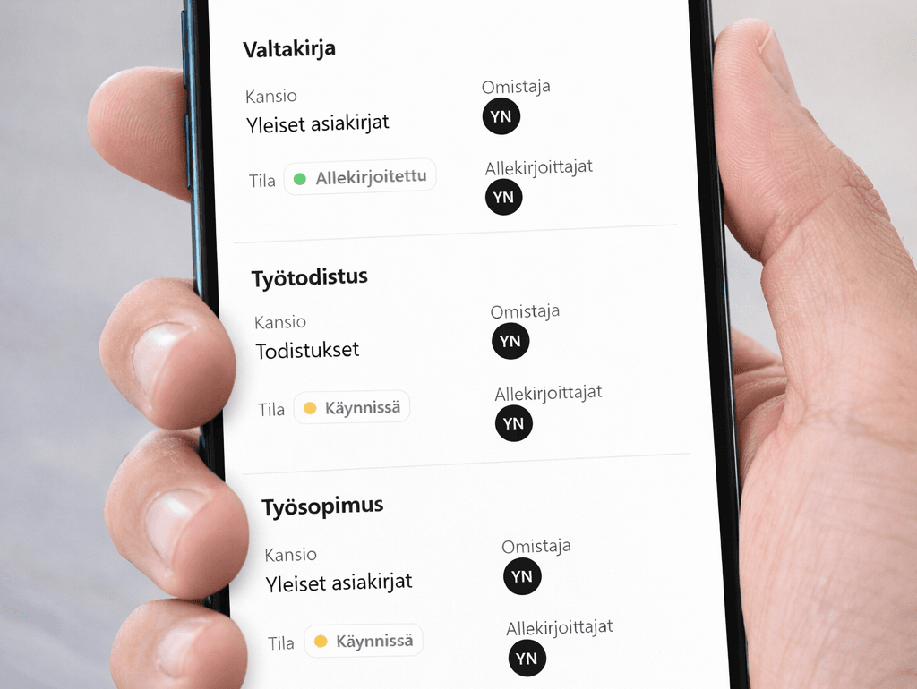 Sähköinen allekirjoitus hinta ja helppous – allekirjoita sopimus heti puhelimella Bink-palvelussa.