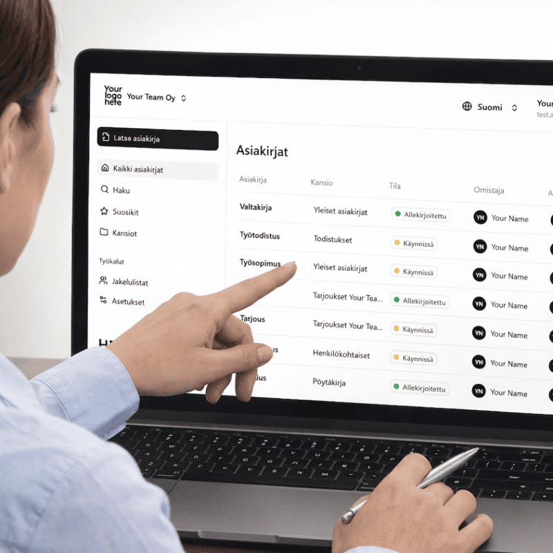 Kehittynyt sähköinen allekirjoitus pankkitunnuksilla tietokoneella